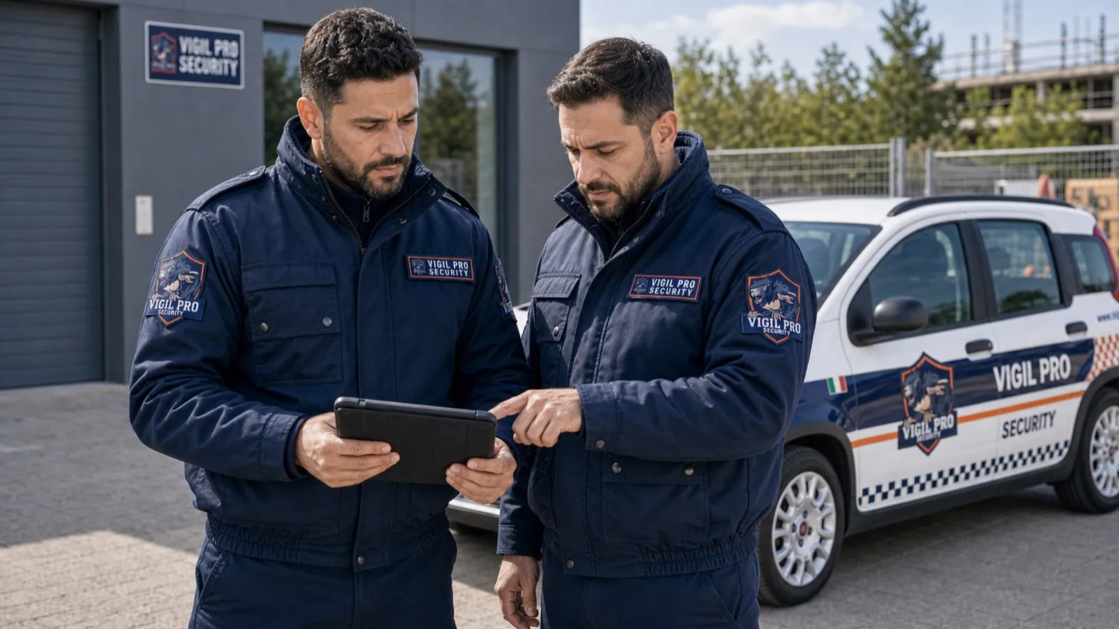 Formazione continua operatori Vigil Pro Security con tablet e app cliente, sede operativa Milano