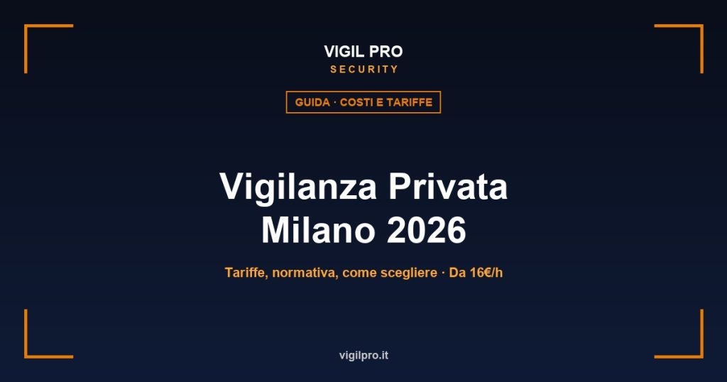 Vigilanza Privata Milano 2026: tariffe, normativa e come scegliere · Vigil Pro Security